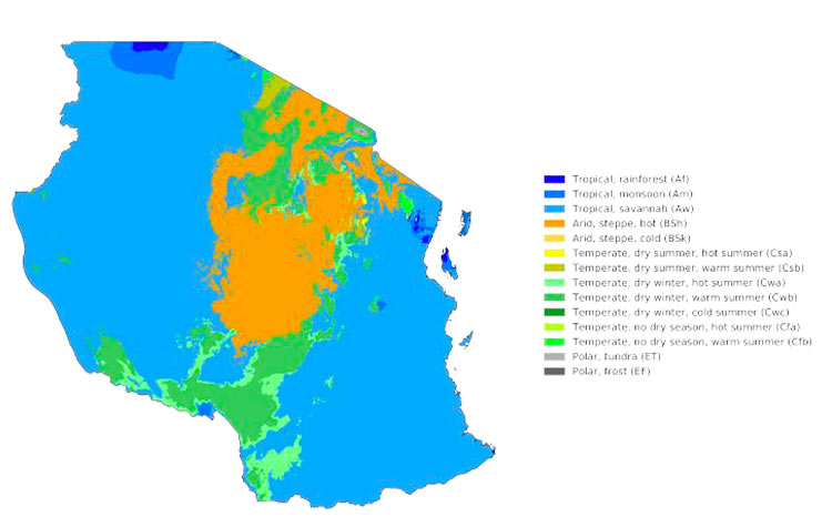 map of climate zones in tanzania